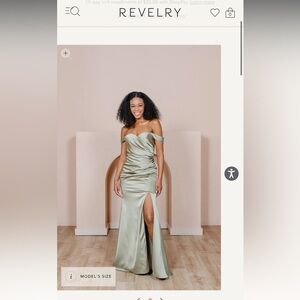 REVELRY Bridesmaids Dress - Ariel Convertible - Satin - Silver Sage Color